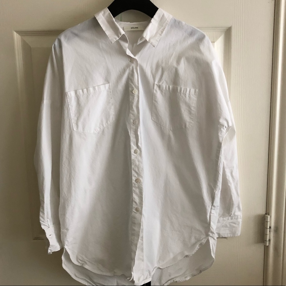 Celine button down shirt with black zipper